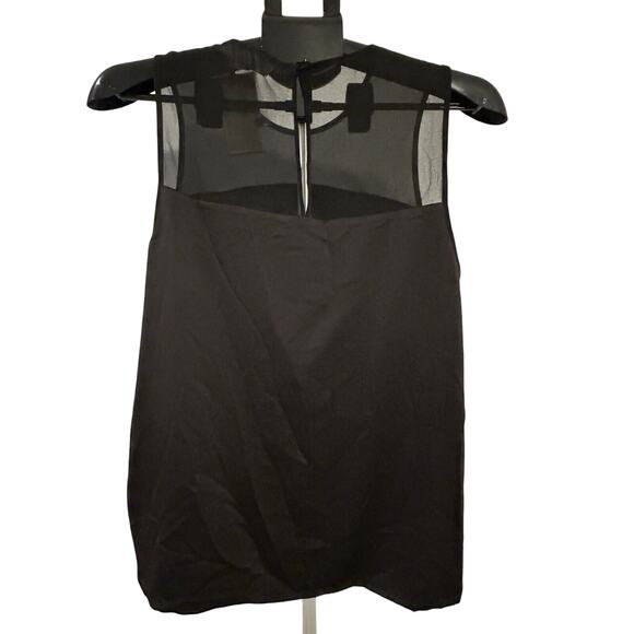 NWT Michael Kors Black Feathered Mesh Panel Tank Women's size M - Picture 2 of 4